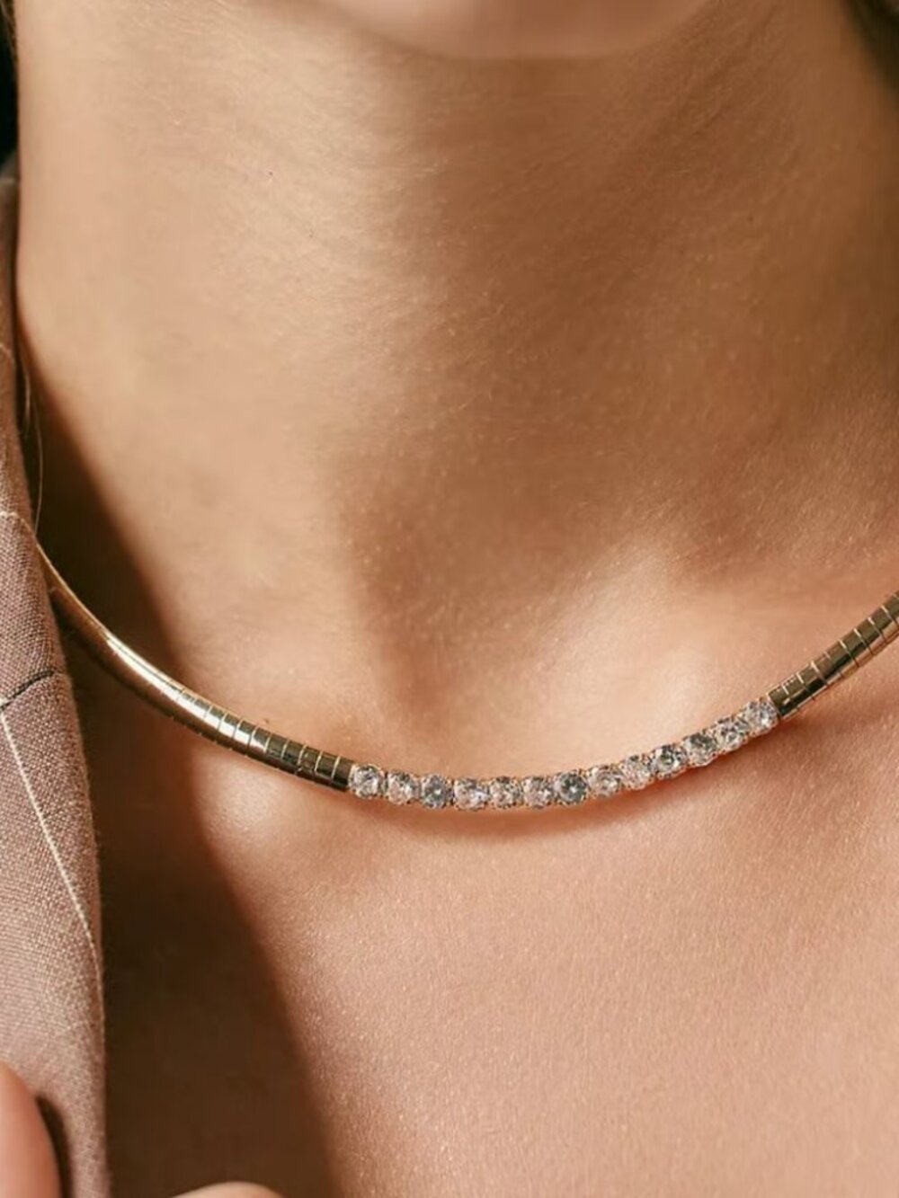 Anthropologie Crystal Collar Snake Chain Necklace- Never Worn